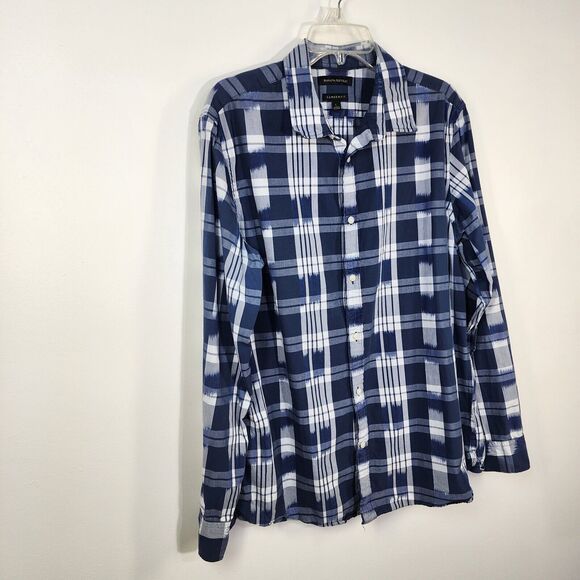 Banana Republic Mens Shirt Large Camden Fit Blue White Long Sleeve Button Cotton - Picture 4 of 10